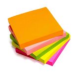 10 Pads Bright Coloured Removable Sticky Notes/Adhesive Notes 76x76mm 100 Sheets per Pad