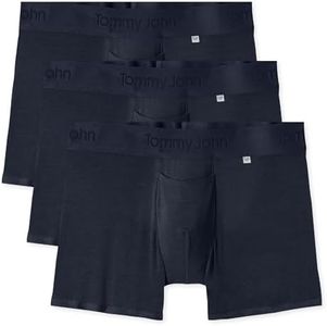Tommy John Men’s Trunk 4” Underwear, Innovative Hammock Pouch for Enhanced Support, Silky, Soft Second Skin Fabric Mens Boxer Briefs for Comfort, 3 Pack, Dress Blues, Small