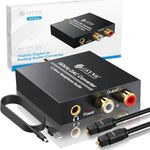 eSynic 192KHz DAC Digital to Analog Converter Optical to RCA Converter Digital SPDIF Toslink Coaxial to L/R RCA 3.5mm Jack Audio Adapter with Fiber Optical Cable for HDTV Blu Ray DVD Sky HD TV Box Amps PS3 PS4