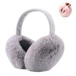 VUCDXOP Ear Muffs for Women, Winter Ear Muffs Furry Fleece Earmuffs Foldable Ear Cover Windproof Thermal Ear Warmer Earflaps Winter Headwear Head Accessories for Women Men Girls (Grey)