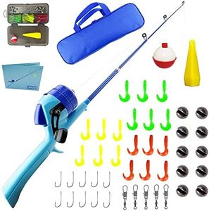 WIDDEN Kids Fishing Pole, Telescopic Fishing Rod, Toddler Collapsible Fishing Rod and Reel Combo with Tackle Box, Fishing Line, Bobber, and Soft Lures for Boy, Girl, Youth, Beginner, Over 4 Years Old
