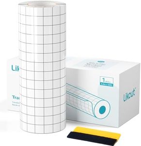 Likcut Clear Vinyl Transfer Paper Tape Roll - Medium Tack Gray Grid for Crafting, Compatible with Likcut Glee S501 for Decals, Signs, Windows & Stickers (5.5in x 50ft)