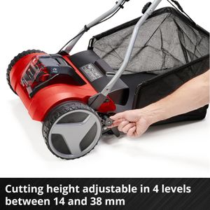 Einhell 18V Walk-Behind Cylinder Lawnmower, 38cm, 45L Grass Box – Mulching, 4 Heights, Bare Tool