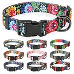 HEELE Dog Collar Small Dog Collar Multi-Colour Patterned Soft Comfy Dog Pet Collars Easy Adjustable Collar for Small Dogs Indoor Outdoor Activities, Wildflowers, S