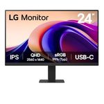 LG 24U631A-B 24-Inch QHD (2560x1440) IPS Monitor, 100Hz Refresh Rate, 5ms (GtG) Response Time, sRGB 99%, HDR10, USB-C, HDMI, Tilt Adjustable, Black