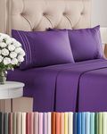 Queen Size 4 Piece Sheet Set - Comfy Breathable & Cooling Sheets - Hotel Luxury Bed Sheets for Women & Men - Deep Pockets, Easy-Fit, Extra Soft & Wrinkle Free Sheets - Purple Oeko-Tex Bed Sheet Set
