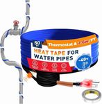 LONRIHEAT Heating Cable Pipe Freeze Polyvinyl Chloride Energy-Efficient Reliable Performance Self-Regulating Heat Trace Cable Prevents Freeze Protects Pipes Roof Gutter Deicing Blue 50ft