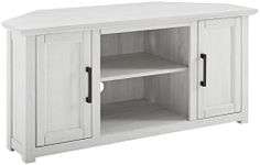 Crosley Furniture Camden 48-inch Corner TV Stand with Open Storage, Whitewash