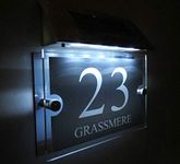 MODERN House Signs Plaques Door Numbers 1-9999 Street Name SOLAR LIGHT LED For Wall Personalised!