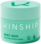 Kinship Mint Mud Deep Pore Detox Mask - Purifying Clay Face Mask with Vitamins + Minerals - Exfoliate, Smooth + Brighten Skin - Balance Oil + Unclog Pores - Vegan Facial for All Skin Types (2 Oz)