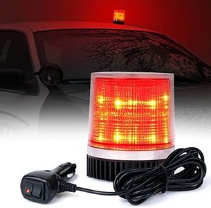 Xprite Red 12 LEDs Rotating Beacon Strobe Light w/Magnetic Mount, Revolving Warning Flashing Light for Emergency Caution Vehicle, Snowplow, Firefighters, Wrecker