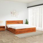 wakeup INDIA Solid Wooden Bed Queen Size Bed | 3 Years Warranty | Lofted Sheesham Wood Bed with Storage | No Noise Zero Disturbance Partner (Compartment-4, Size-78X60 inch, Maharani Color Finish)