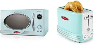 Nostalgia Retro Countertop Microwave Oven + Wide 2-Slice Toaster