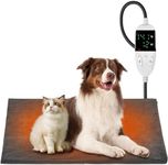 Pet Heating Pad for Dogs Cats 28 x 18in - Auto Shut-Off Timer Heated Pet Bed Pad with 6ft Chew Resistant Cord, 86℉-141℉Adjustable Indoor Warming Mat, 1-12H Timed Heating or Always On