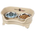 Neater Feeder Express for Small Dogs - Mess Proof Pet Feeder with Stainless Steel Food & Water Bowls - Drip Proof, Non-Tip, and Non-Slip - Almond