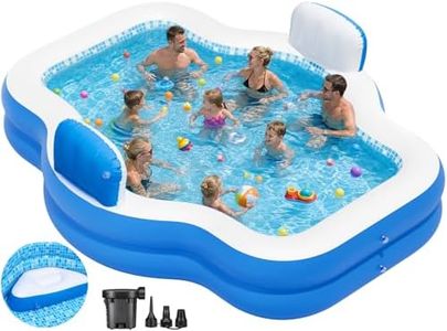 ALSTU Extra Large Inflatable Pool with Pump, 121" X 90" X 22" Full-Sized Blow Up Pool with Seats for Adults, Family Inflatable Swimming Pool for Summer Water Party Backyard Garden Lawn