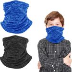 2 Pack Kids Neck Warmer Winter Fleece Neck Gaiter Cold Weather Face Ski Mask Scarfs for Boys Girls(Adjustable Black+blue)