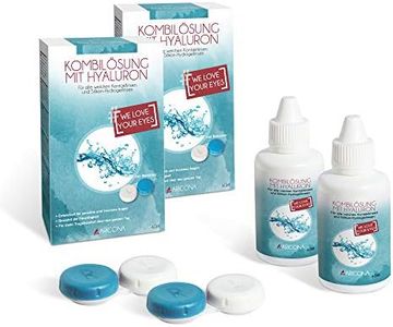 aricona solution pour lentilles de contact – 2 x 60ml liquide avec hyaluron - solution combinée tout-en-un pour lentilles de contact, y compris le conteneur