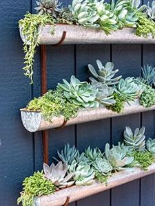 Gardener's Supply Company 3-Tier Galvanized Vertical Wall Planters | Indoor Outdoor Sturdy Metal Wall Mounted Flower & Herbs Hanging Planter Display (3-Pack with Bracket)