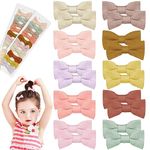 20Pcs Baby Hair Bows Toddler Hair clips, Handmade Fully Lined Baby Girl Bows, Anti-Skid Baby Hair Clips, Cotton Linen Toddler Bows for Baby Girls Toddler & Kids, Bow Hair Accessories, 10 Colors