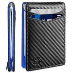 Zitahli Mens Slim Wallet with Money Clip RFID Front Pocket for Men, Black & Blue, S, RFID Wallet