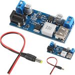 DAOKAI 2PCS Buck Converter Module 24V/12V to 5V 5A Power USB Port LED Light DC-DC High Power Buck Voltage Regulator for Phone Charging with DC Power Cable