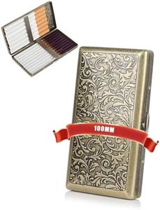 Cigarette Case 100s Size - Retro Metal Cigarette Box Double Sided Spring Clip Open Pocket Holder for 14-20 Cigarettes