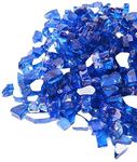 GASPRO 35 lbs Fire Glass for Propane Fire Pit, 1/2-Inch Reflective Fireplace Glass Rocks for Fire Pit Table, Cobalt Blue
