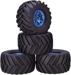 KINGCOO 4PCS RC Truck Tires 135MM Rubber Tyres and Plastic Wheel Rims Accessories for Monster Truck 1/10 RC car for HSP HPI Tamiya Kyosho Truggy (Y-Blue)