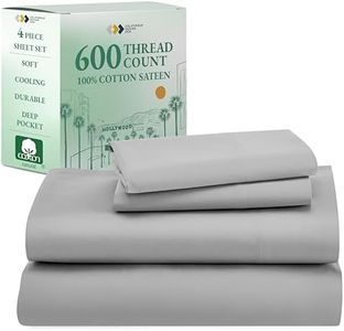 California Design Den Luxury 4 Piece Queen Size Sheet Set - 100% Cotton, 600 Thread Count Deep Pocket, Includes Fitted and Flat Sheets, Hotel-Quality Bedding with Sateen Weave - Light Gray