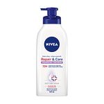 NIVEA Repair & Care Fragrance-Free Body Lotion | Long lasting | 72H Hydration | For Dry Tight and Sensitive Skin|Unscented Daily Moisturizier | Fast absorbing| 625mL pump bottle