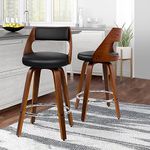 ALFORDSON Bar Stools Set of 2, Thick Padded Barstools PU Leather, Wooden Kitchen Chair with Backrest and Footrest, for Dining Room Pub Bar Countertop, Eden Series, Black