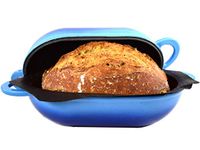 LoafNest World's Easiest Artisan Bread Kit. Cast Iron Dutch Oven [Blue Gradient] and Non-Stick Perforated Silicone Liner