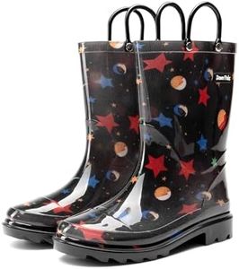 DREAM PAIRS Kids Rain Boots Cute Lightweight Waterproof with Pull-on Handles for Girls & Boys Toddler Outdoor Play,Size 5 Toddler,Black,KKUMRB2507