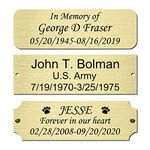 3" W x 1" H Personalized Custom Engraved Brushed Gold Solid Brass Plate Frame Name Label Art Tag for Frames with Adhesive Backing or Screws (Gold)