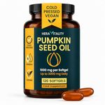 Pumpkin Seed Oil Capsules – 3000mg Daily Cold Pressed Pumpkin Seeds – Vegan Softgels for Prostate & Bladder Support – Omega 6 & 9-120 Capsules