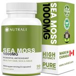 New BONUS SIZE HIGH POTENCY 1000mg Irish Sea Moss Capsules (2 capsules per serving), with Seawrack, Burdock & Zinc. Immune Support, Improved Skin, Hair, Nail Health, Powerful Antioxidant. Natural Iodine. Non-GMO, Vegan, Gluten Free. 90 Easy to Swallow Capsules, 1 Pack