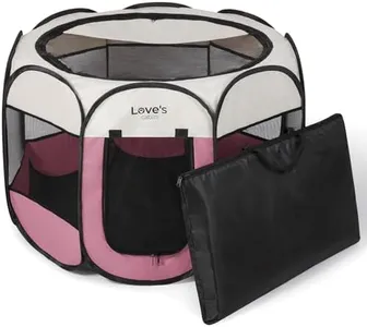 Love's cabin Pet Puppy Dog Playpen, Large Dog Tent Crates Cage Indoor/Outdoor, Portable Playpen for Cat, Foldable Pop Up Dog Kennel Playpen with Carring Case, Removable Zipper Top, Pink