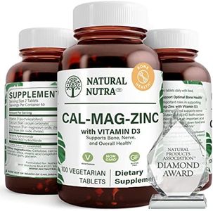 Natural Nutra Calcium Magnesium Zinc (Cal-Mag Zinc) Supplement with Vitamin D3 for Bone Strength, Helps Improve Digestion, Health Gluten Free and Sugar Free, Essential Mineral Complex (100 Count)