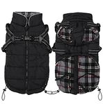 Warm Pet Dog Coats and Jackets for Dogs,Waterproof Reflective Pet Dog Harness Vest Winter Dog Clothes with Chest Strap, Outdoor Walking Adjustable Chest Strap-Black-M