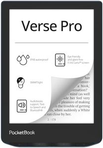 PocketBook Verse Pro E-Reader Waterproof | Eye-Friendly 6'' E-Ink Carta™ HD Touchscreen | Audio-Book & E-Book Reader | Text-to-Speech Function | SMARTlight | 16GB | WiFi & Bluetooth | Azure