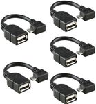 CNE35625 Micro USB Right Angle OTG to USB 2.0 Adapter, 5 Pack