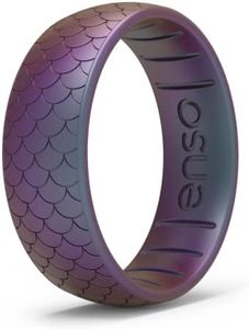 Enso Rings Etched Legend Silicone Ring - Ultra Comfortable, Breathable, and Safe Wedding Ring - Mermaid Scale, 7