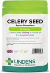 Lindens - Celery Seed 200mg - 60 Capsules - 400mg Daily Intake - UK Made - Apium Graveolens Seed - Joint Health Support - Rapid Release Capsule - Letterbox Friendly