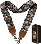 OllarKt Purse Strap 2" Wide Replacement Purse Straps for Handbags Crossbody Adjustable Leather Bag Strap Shoulder Strap with Vintage Jacquard Embroidery Pattern