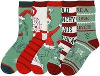 Bioworld Grinch Red and Green Womens Crew Socks (Pack of 5)