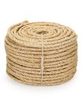 PETTOM Sisal Rope for Cat Scratcher 6mm (50m), Cat Rope for Scratching Pole, 100% Natural Sisal Rope for Cat Scratching Post, Cat Tower,Garden Bundling