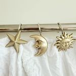 Twofishes 12 PCS Fashion Decorative Home Bathroom Vintage Style Gold Shower Curtain Hooks Rings (Sun: Gold ; Star:Gold ; Moon:Gold)