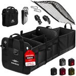 DURABLEZ Large Car Trunk Organizer - Trunk Storage - Modular Detachable Configurable Collapsible - for SUV Minivan Truck Sedan Van - 3 Compartment XL, Blacк