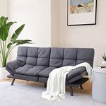 Opoiar Futon Sofa Bed,Small Splitback Linen Fabric Memory Foam Couch,Modern Convertible Love seat for Compact Living Spaces,Studio,Apartment,Dorm,Guest Room Sofabed, 71×33×31.5IN, Grey